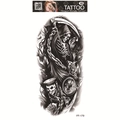 Waterproof temporary tattoo featuring Grim Reaper, skull, and rose design in dark gothic style - Reaper Skull Compass (FF-179)