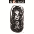 Waterproof temporary tattoo featuring Day of the Dead female figure with rose design - Day of the Dead Lady (FF-185)