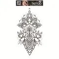 Waterproof mandala and peony flower temporary tattoo sticker in black ink style - Mandala Peony Flower (FF-120)