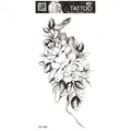 Waterproof snake and flower sketch tattoo sticker design in black and grey, model FF-104 - Snake and Peony Sketch (FF-104)