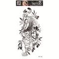 Waterproof 3D temporary tattoo sticker with black and white tiger and flower design - Descending Tiger and Peony (FF-110)