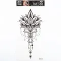 Waterproof temporary tattoo featuring black lotus flower with geometric dotwork patterns - Lotus Geometric Combo (FF-117)