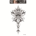 Waterproof temporary tattoo FF-115 with black geometric lotus mandala design on white base - Geometric Lotus Mandala (FF-115)