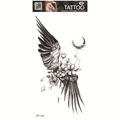 Waterproof temporary tattoo sticker with wings flower and moon art pattern in black ink - Wings Flowers Moon (FF-114)