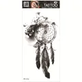Waterproof dreamcatcher tattoo sticker with detailed flowers and hanging feathers design - Dreamcatcher Flowers Feather (FF-113)
