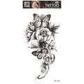 Waterproof temporary tattoo featuring butterfly and rose design in black sketch style - Rose Butterfly Sketch (FF-101)