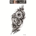 Waterproof snake and sunflower tattoo sticker with fine black line sketch design - Snake and Sunflower Sketch (FF-102)