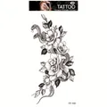 Waterproof temporary tattoo sticker with black and white snake and peony floral design - Two-headed Snake Peony (FF-105)