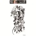 Waterproof snake and peony flower sketch temporary tattoo sticker FF-106 - Snake in Peony Bush (FF-106)