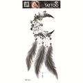 Waterproof temporary tattoo featuring dreamcatcher style rose moon and feather design - Rose Moon Feather (FF-111)