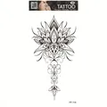 Waterproof mandala lotus temporary tattoo with black geometric line art style FF-116 - Lotus Geometric Line (FF-116)