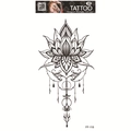 Waterproof mandala lotus tattoo sticker FF-118 with bohemian black line art design - Bohemian Lotus (FF-118)