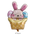 Easter cartoon bunny sitting in basket foil balloon for party decor 47x61cm - Easter Basket Bunny