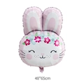 Pink cartoon bunny aluminum foil balloon with flower crown for Easter party decor 48x65cm - Easter Pink Bunny