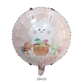 18-inch round Happy Easter foil balloon with white bunny and colorful eggs design - 18-inch Round Pink Easter Bunny