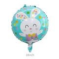 18-inch light blue Easter foil balloon featuring a cartoon rabbit with purple vest - 18-inch Rabbit-shaped Ball With Colorful Dots