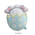 Cartoon rabbit easter egg foil balloon with daisy patterns for holiday party decoration - Matte Eggshell Rabbit Blue