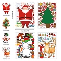 Cartoon Christmas DIY stickers set featuring Santa, snowman, and reindeer for kids - SY Christmas 8 Sheet DIY Sticker Set / Set of 25 Sheets (Including 1 Cover)