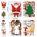 Christmas DIY stickers featuring Santa, snowman, and reindeer for holiday decoration - SY Christmas 12 Sheet DIY Sticker Set / Set of 25 Sheets (Including 1 Cover)