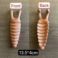 Handcrafted natural sandalwood meridian massage comb, front and back views, 13.5x4cm size - Sandalwood Caterpillar Nose Scraper