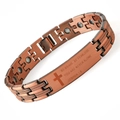 Retro bronze magnetic bracelet with engraved cross and Be Brave motivational quote - Ancient Copper Brushed Logo (TWMS-DBSL)