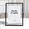 Cadre photo noir 13x18 cm en métal géométrique avec verre double face moderne - 6 Pouces / Noir