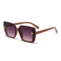 Square sunglasses with burgundy matte frame, purple gradient lenses and gold palm tree logo - Matte Pink Frame Gradient Red Grey Lens