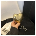 Mini sac à bandoulière en forme de cœur fini doré métallisé avec fine chaîne en argent - Or