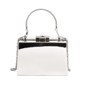 Modern silver mirror acrylic box clutch bag with ring handle and metal chain strap - Silver Glossy Mirror Style (6)