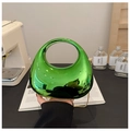Metallic emerald green crescent handbag with gold chain strap for a modern fashion look - Green