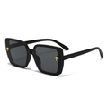 Square black frame sunglasses with unique gold palm tree accents on the temples - Matte Black Frame / Grey Lenses