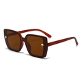 Vintage oversized square sunglasses in translucent brown with gold palm tree detail - Matte Tea Frame Tea Lens