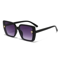 Square black sunglasses with purple gradient lenses and gold palm tree accents - Glossy Black Frame Gradient Grey Lens