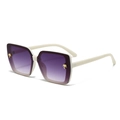White square frame sunglasses with purple gradient lenses and gold palm tree accents - Matte White Frame Gradient Grey Lens