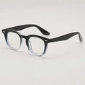 Modern retro black and clear gradient eyeglasses frame with stylish silver rivet accents - Black to Transparent Gradient