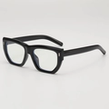 Lunettes classiques à monture épaisse noire avec rivets et verres anti-lumière bleue - Cadre Noir