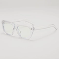 Monture de lunettes carrée transparente surdimensionnée avec charnières en métal de profil - Monture Transparente