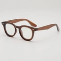 Retro translucent brown round frame eyeglasses with diamond metal accents in 2025 style - Brown