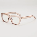 Monture de lunettes carrée rose pêche transparent avec détails cloutés rétro - Thé Transparent