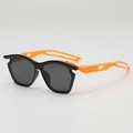 Kids sports sunglasses with black frame and orange hollowed temples for cycling - B11Z-2 Style / Black Frame with Orange Temples