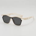 Kids outdoor sports sunglasses with cream geometric frame and grey UV protective lenses - B11Z-2 Style / Beige Frame