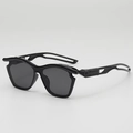 Kids black sports sunglasses with geometric polarized lenses and hollowed temple design - B11Z-2 Style / Black Frame Black Leg