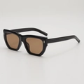 Polygonal sunglasses with black frames, brown polarized lenses and silver rivets - Black Frame Tea Lens