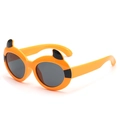 Kids orange devil style sunglasses with black cartoon ears and dark grey lenses - Orange
