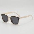 Kids UV400 fashion sunglasses in cream frame with dark lenses and silver rivet studs - Beige Frame