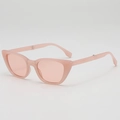 Foldable pink cat-eye sunglasses for kids with full-frame UV protection design - B11Z-2 Style / Transparent Pink