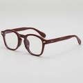 Retro ronde brilmontuur in bordeauxrood met gouden vleugelaccenten en metalen studs - Wijnrood (Rood Frame Heldere Lens)