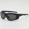 Black futuristic kids sports sunglasses with wide wrap-around frame for outdoor cycling - Black Frame Grey Lens