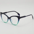 Retro cat-eye bril met paars-groen verloopmontuur en heldere glazen - Boven Zwart Onder Groen