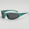 Gafas de sol deportivas futuristas Y2K con montura verde azulado y lentes grises - B03Y-2 / Montura Verde Lente Gris